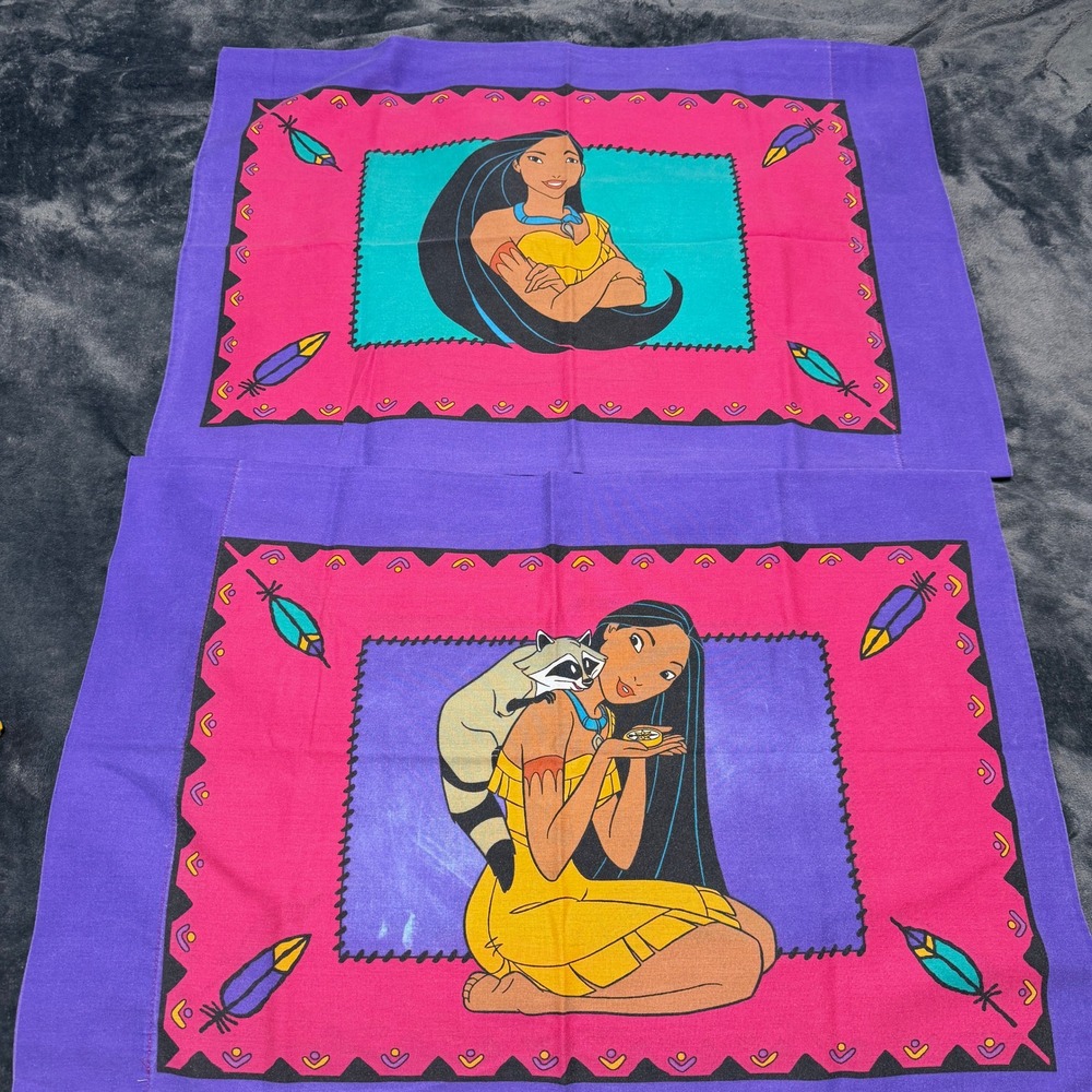 Vintage Disney Pocahontas Double Full Sheet Set 2 Pillowcases 90s Made in USA